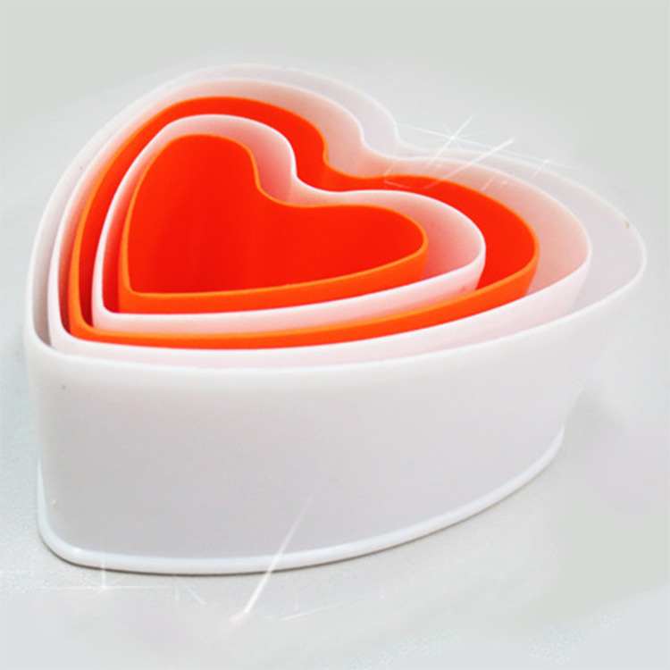 塑料爱心饼干模心形蛋糕模蛋糕切模五件套蛋糕切刀心型蛋糕模