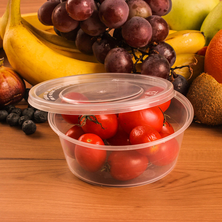 浙江红达300ml薄壁注塑打包盒外卖专用300ml一次性圆形打包盒