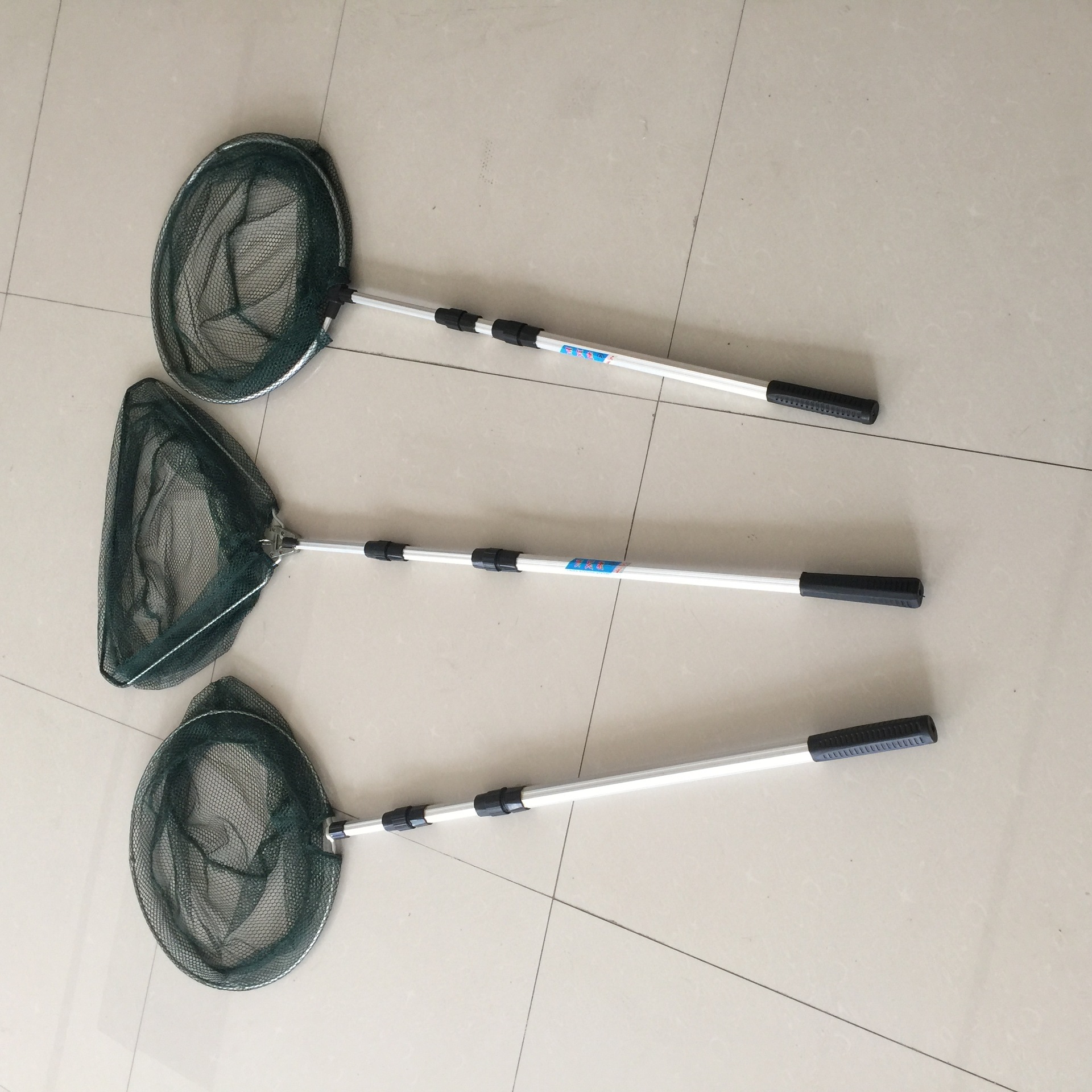 渔具厂家批发 1.5米1.7米1.9米2.1米铝合金抄网密眼三节捞鱼网