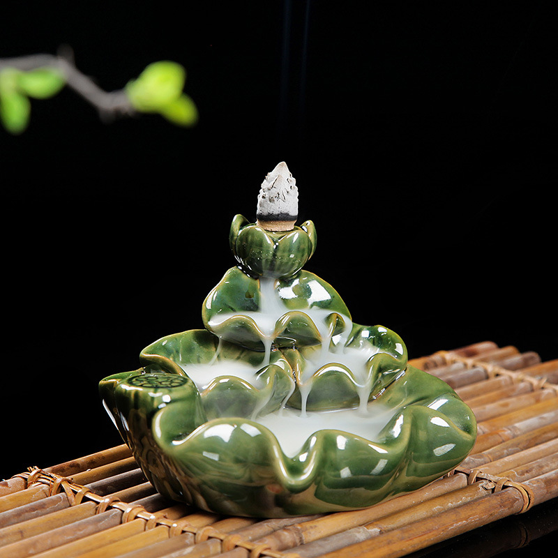 倒流香香炉民间陶瓷工艺品佛香檀香高山流水家居办公香道摆件