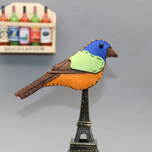 meibaida-015112爆款儿童手工布艺卡通动物植绒布胸章胸针啄木鸟