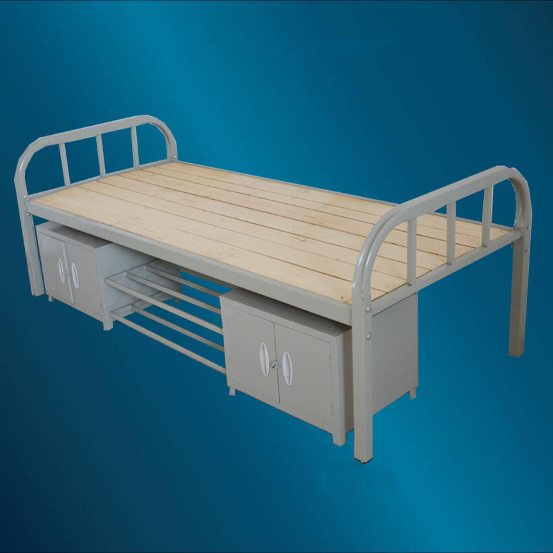 浙江龙泰 钢制床部队单人带柜子组合士兵专用床  员工宿舍铁质床