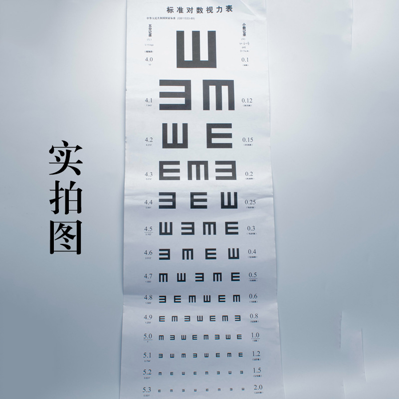 眼镜配件 纸质 标准视力表 挂图 标准对数表 批发 尺寸75x25cm