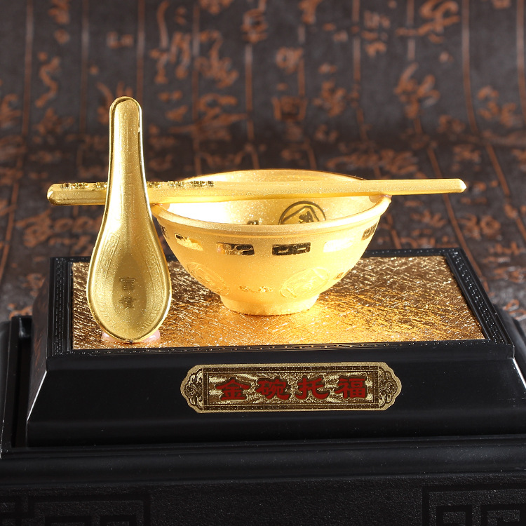 绒沙金摆件 金碗筷开业年会定制赠送 会销礼品 猴年创意家居摆件