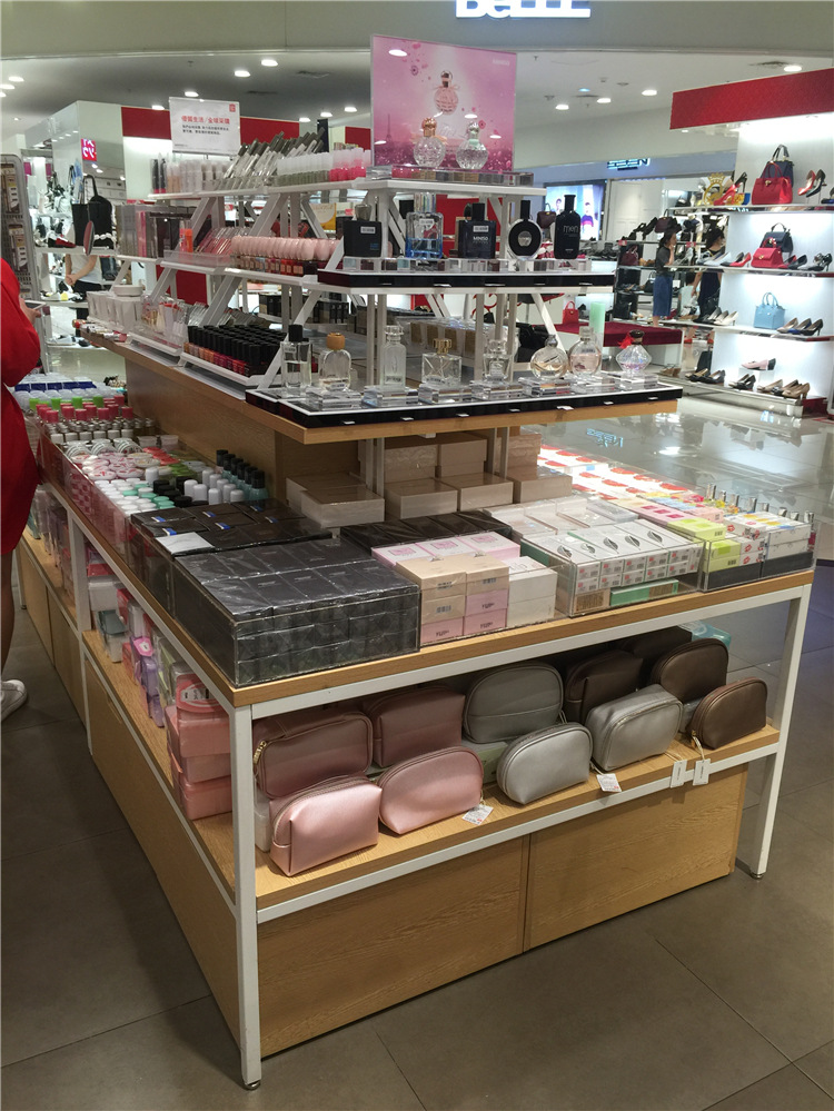 名创优品款流水台中岛货柜化妆品母婴店展柜精品店文具展示台定制