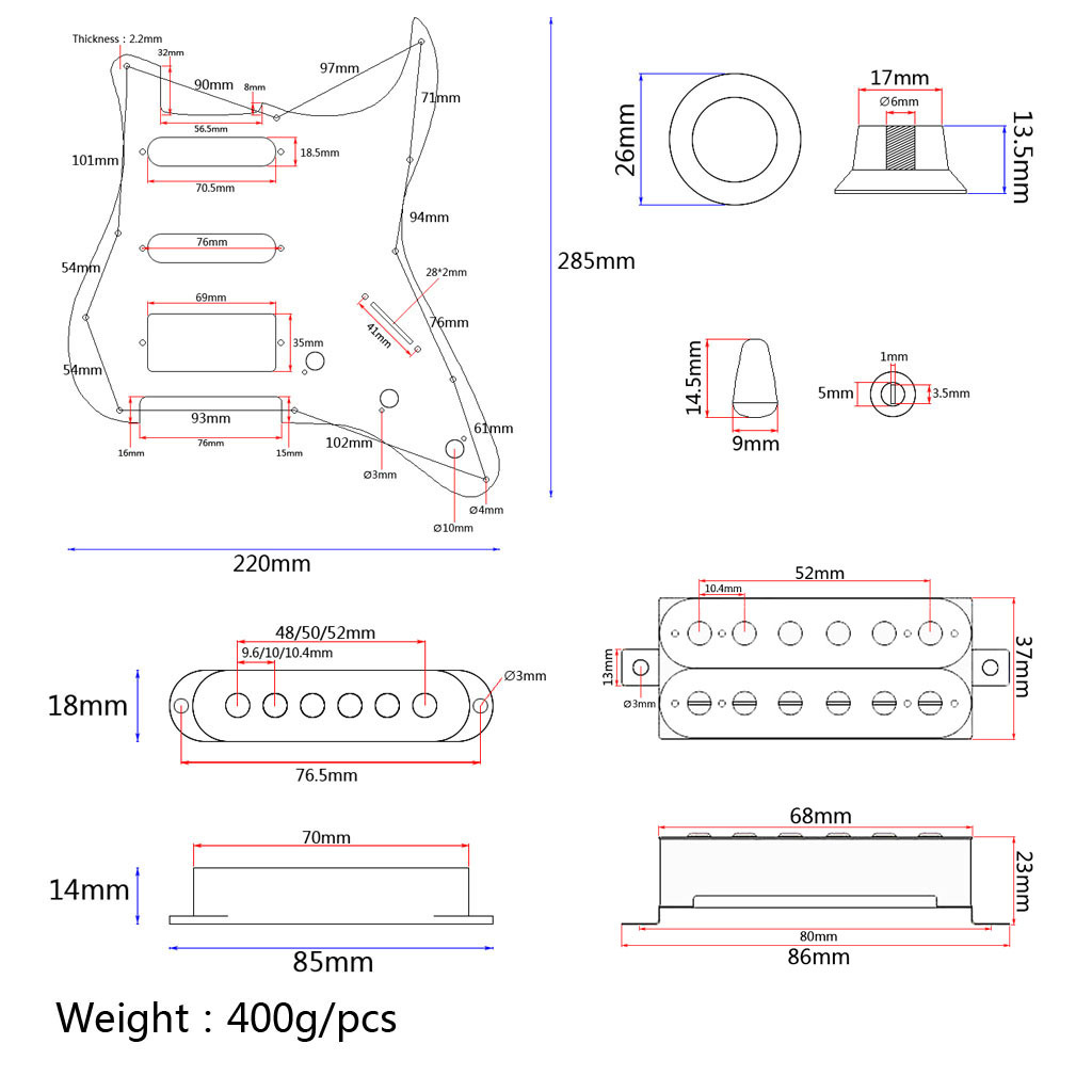 电吉他单单双面板全套电路 电吉他护板 绿珍珠