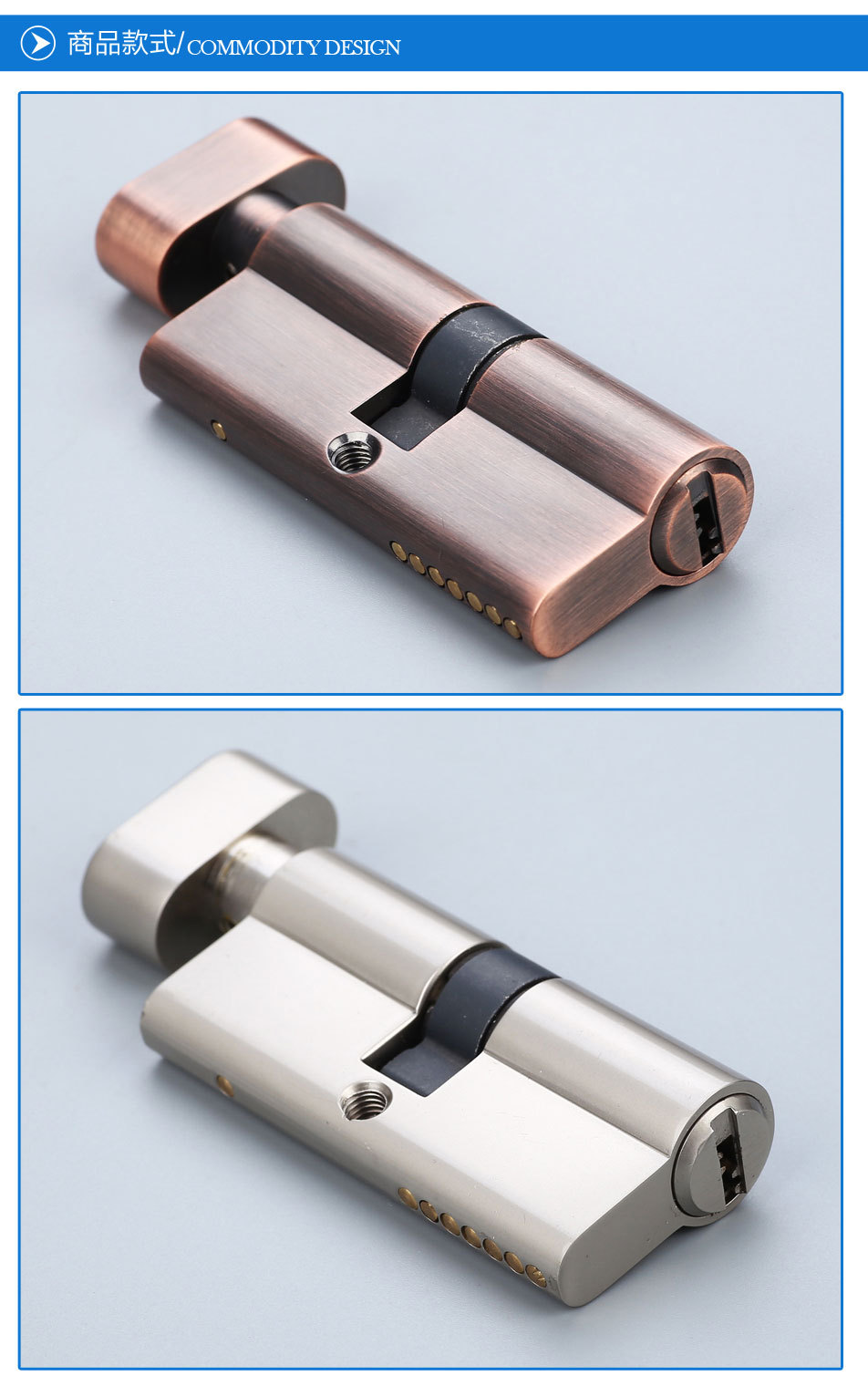 插芯锁大60全铜 厂家直销全铜红古半亚执手锁芯防盗门插芯锁芯
