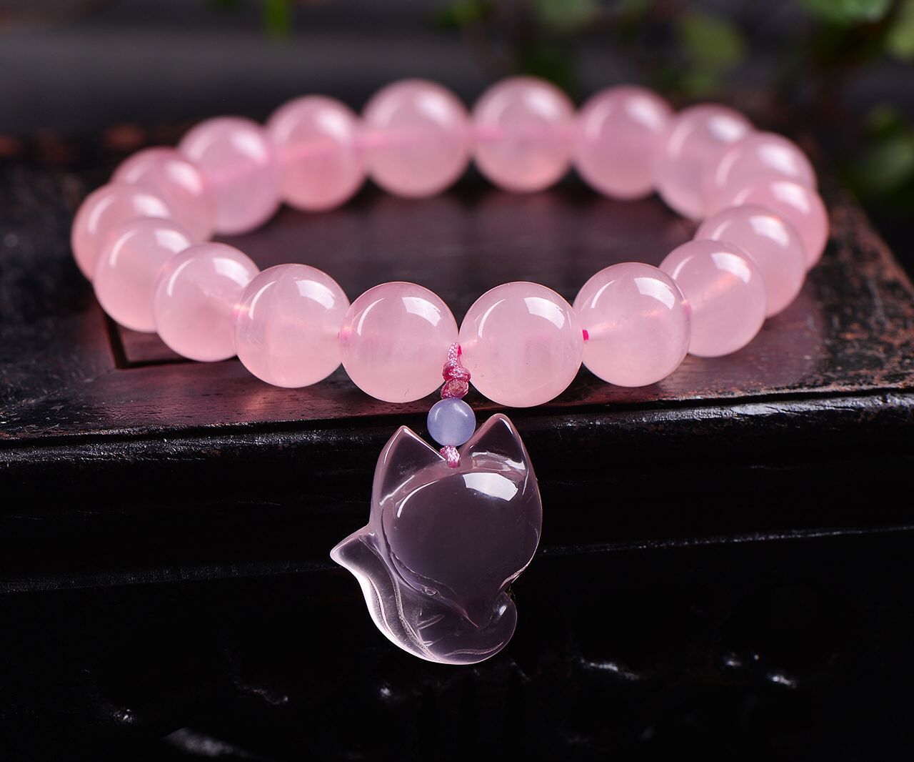 厂家直销批发天然粉水晶狐狸手链带星光狐仙饰品