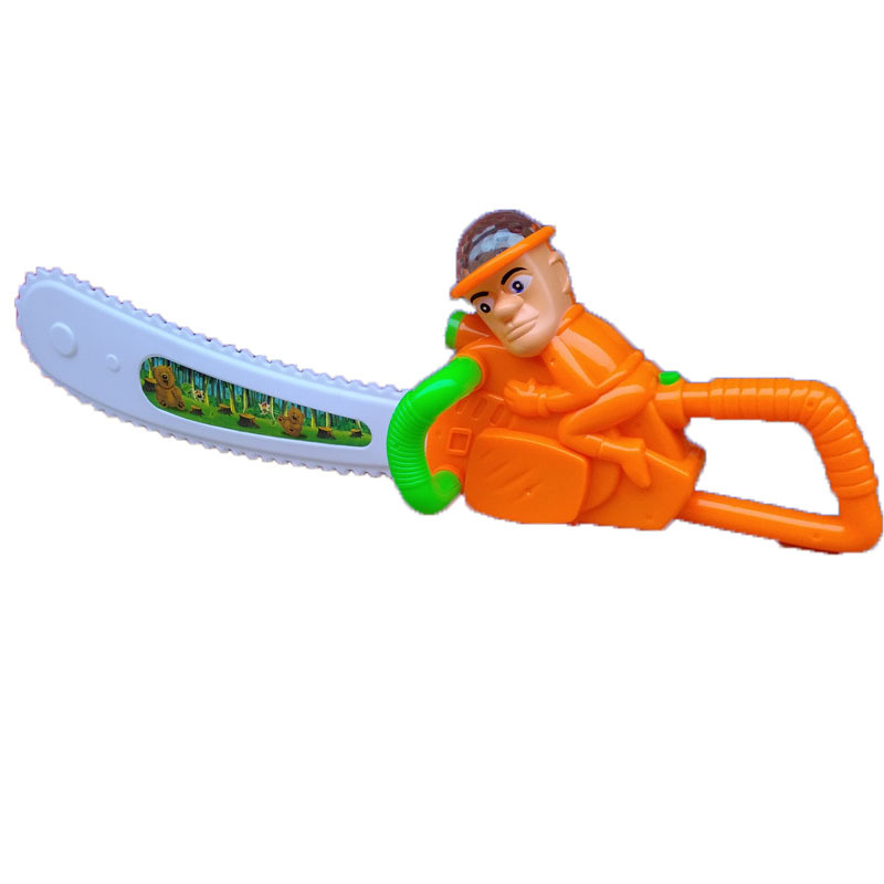 新款电动投影光头强电锯 仿真电锯 发光玩具 地摊玩具批发