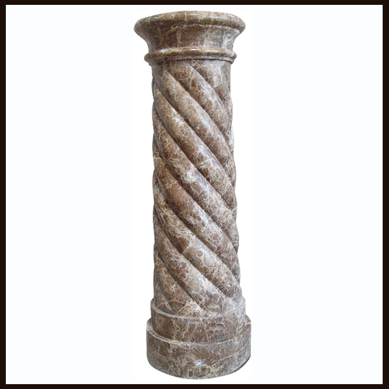 厂家定做 芬兰金啡纽纹柱 晚霞红浮雕柱子 大理石雕刻柱子批发