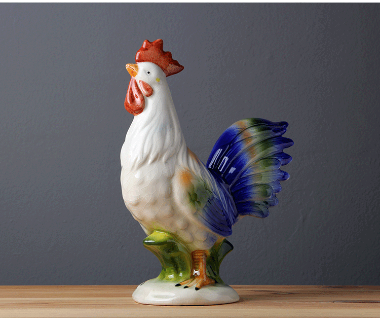 陶瓷鸡摆件大红公鸡摆设风水摆件家居礼品装饰品生肖鸡工艺品摆件