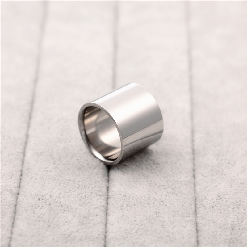 18mm超宽戒指内球外平 316钛钢戒指 男女戒指镜面超亮 钨钢戒指