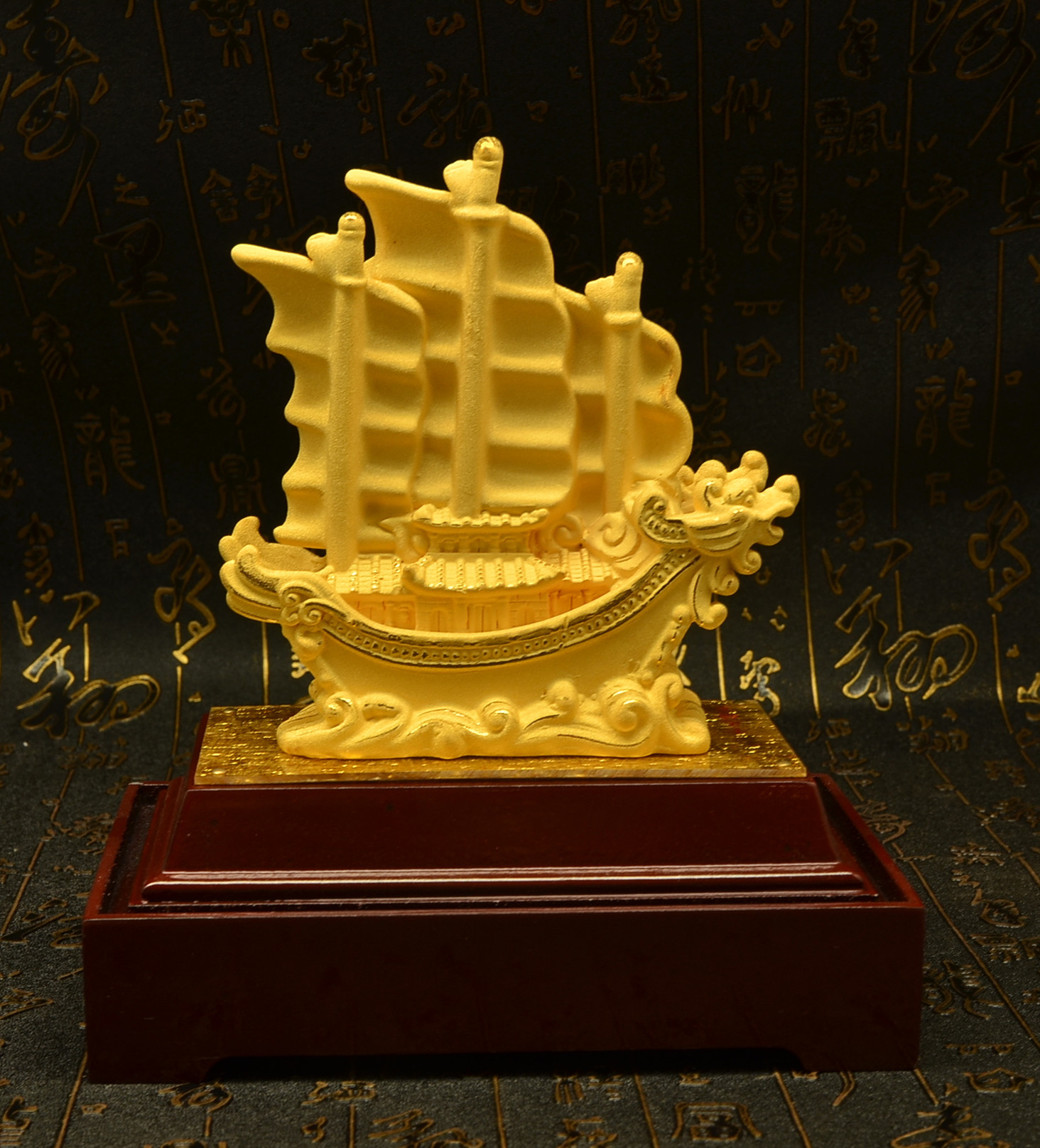 一帆风顺绒沙金帆船一一帆风顺满载而归镀金帆船乘风破浪镀金摆件