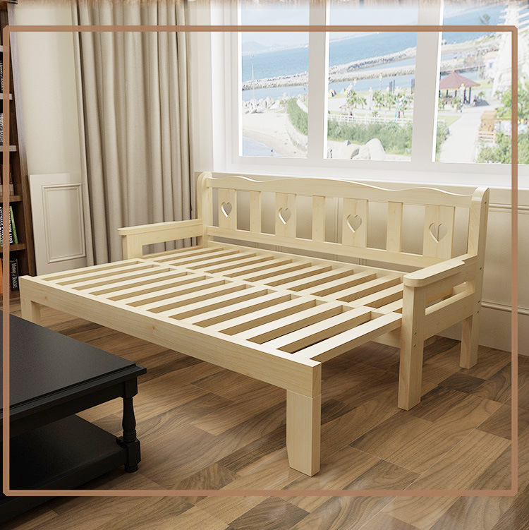 田园家居三人推拉实木沙发床 定制抽拉床坐卧两用伸缩床折叠床