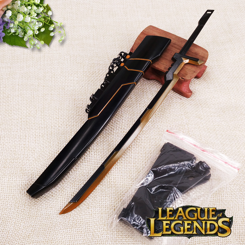 lol周边 英雄联盟武器 疾风剑豪亚索武器兵器 配送刀架 22cm 摆件