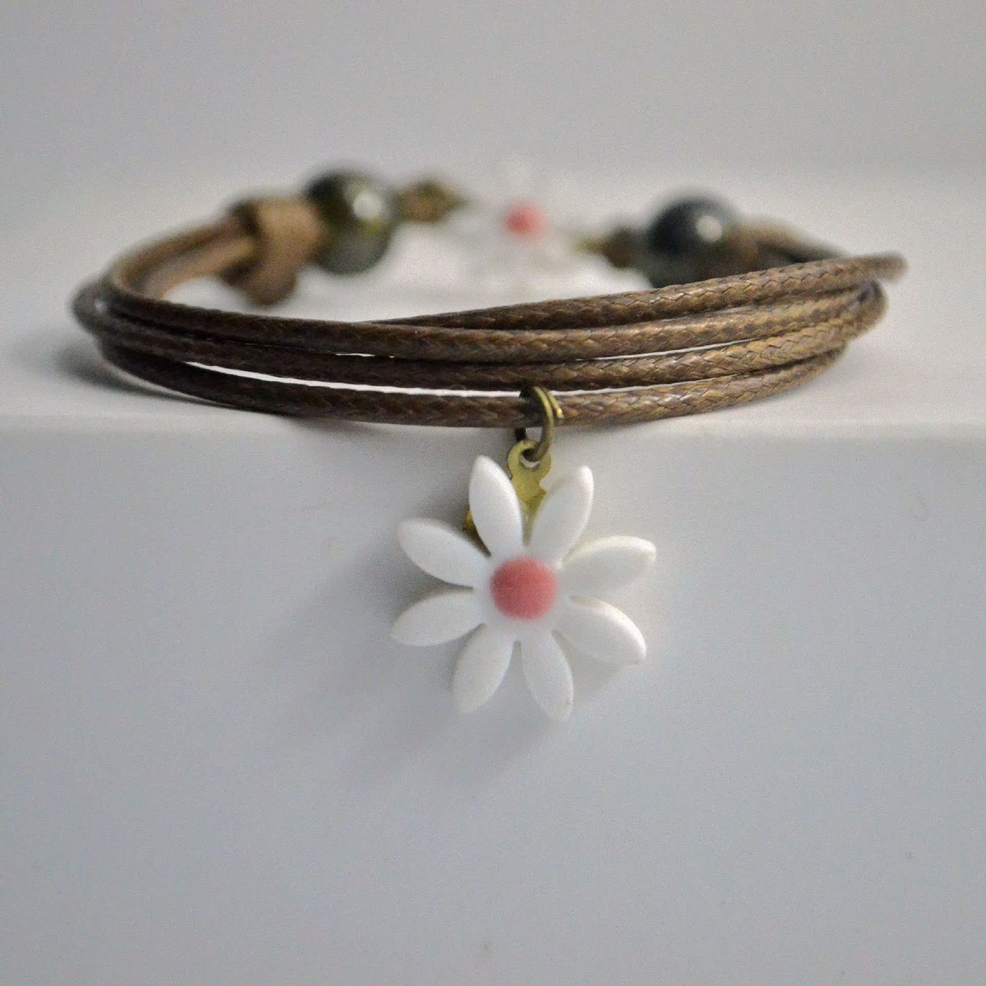 两生花手链景德镇地摊货源饰品 手工原创 热卖爆款花瓣陶瓷手链