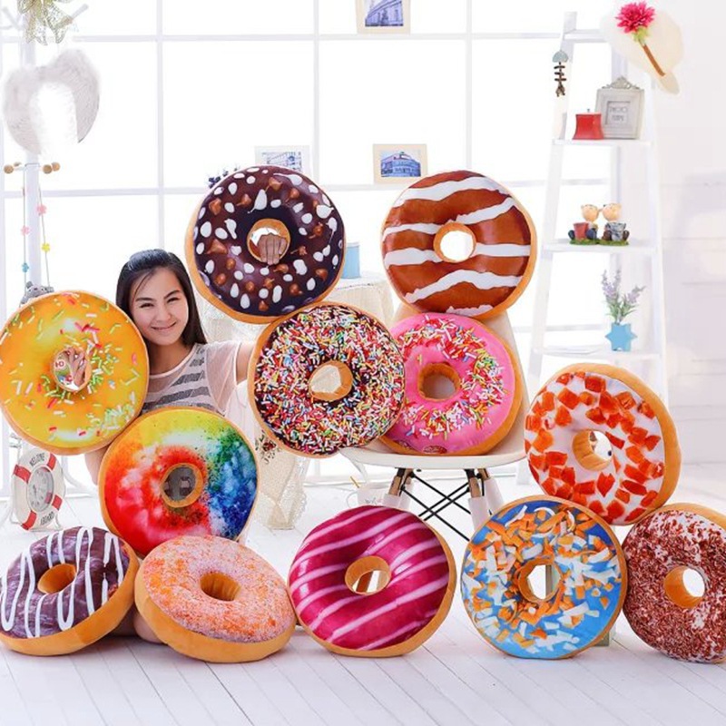 Factory Direct Wholesale 3D Printing Simulation Donut Pillow Cored Dessert Cushion Food Pillow Pillow