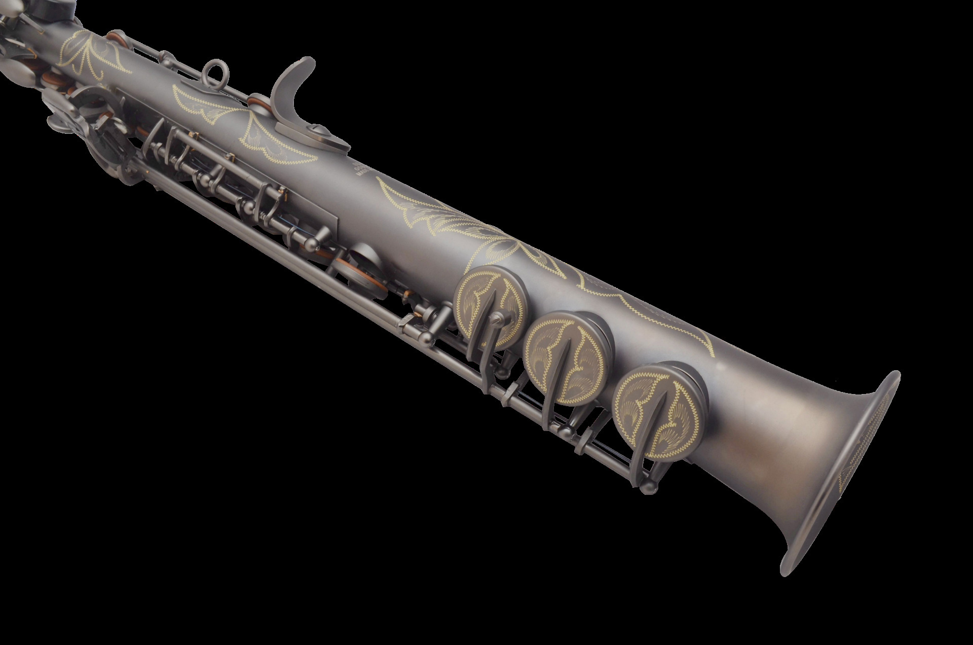 专业生产萨克斯高音降b一体管全黑镍精美雕花可定制商标