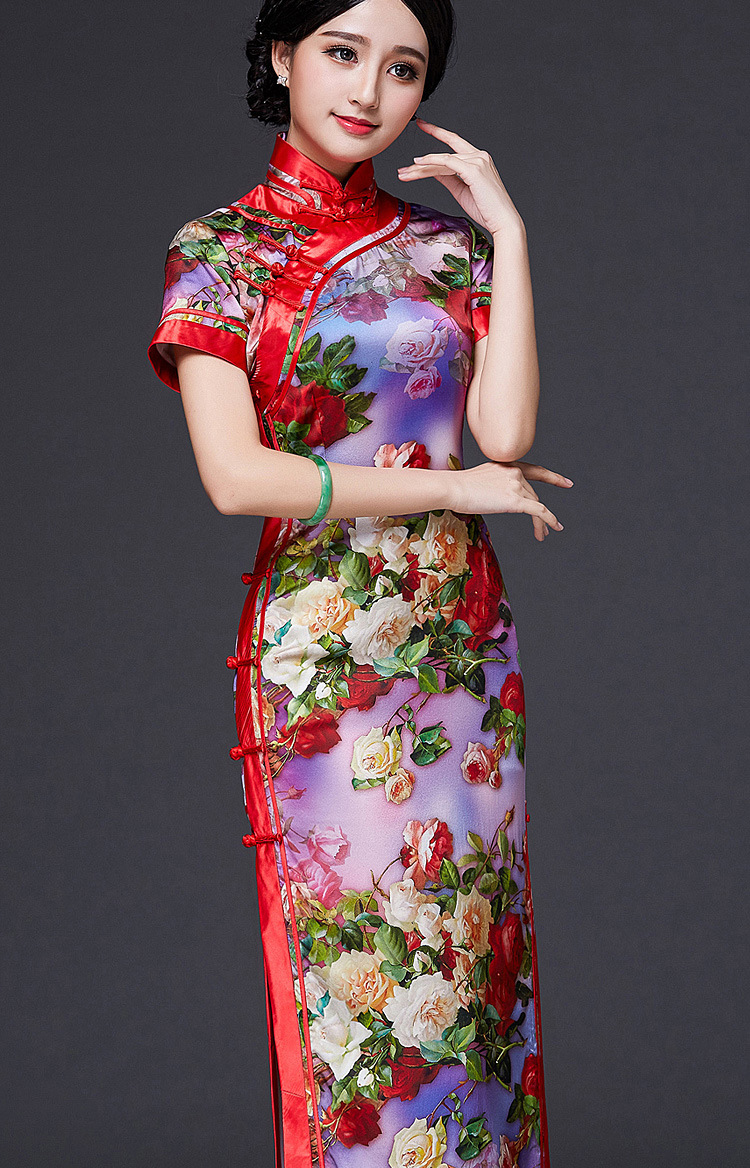 qc169769高端定制端庄新款改良时尚真丝旗袍