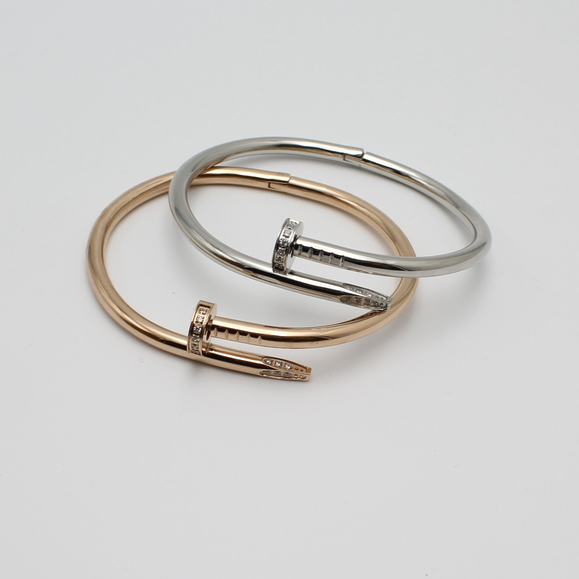 个性开口简约钛钢钉子手镯不锈钢手环厂家直销加工定制金色玫瑰金