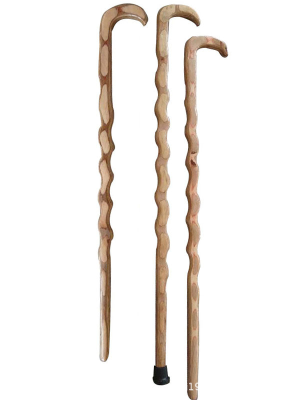 厂家直销一体弯勾木质工艺品蛇形拐杖老人实木手杖防滑登山杖批发