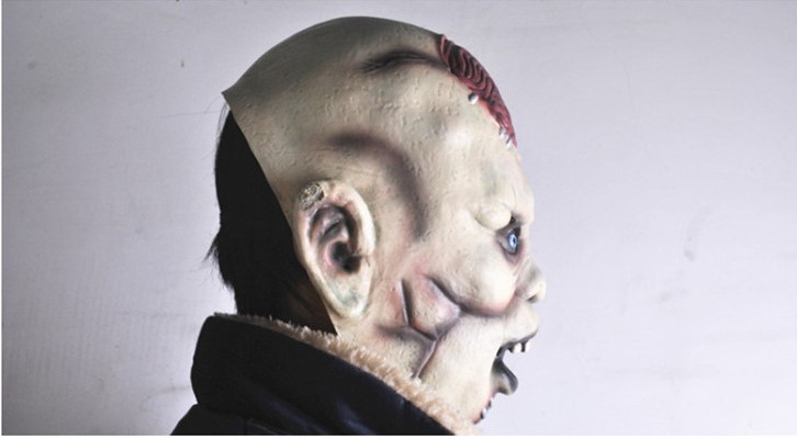 万圣节化妆舞会整人骷髅恐怖鬼脸面具整人乳胶头套爆脑面具