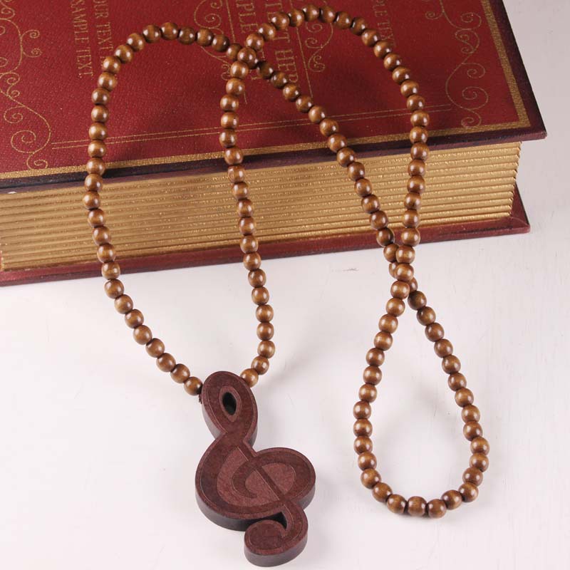 厂家直销 hiphop 木头吊坠项链 goodwood 音符街舞项链 嘻哈项链