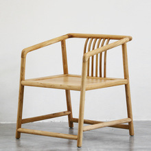 老榆木免漆明式椅子禅意圈椅中式梳背椅实木茶椅简约官帽椅沙发椅