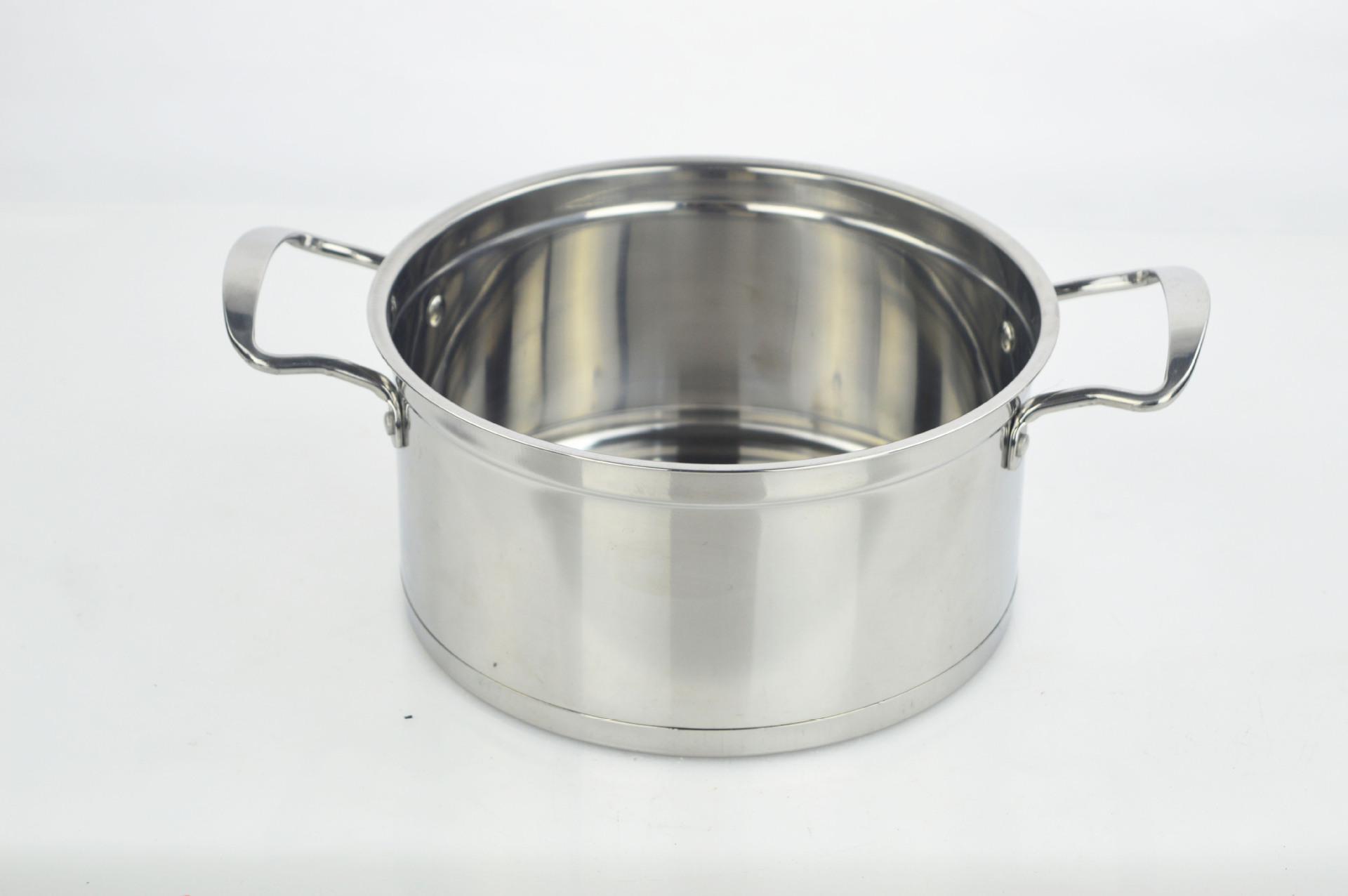 不锈钢欧式直角汤锅 不锈钢双耳加厚单复底欧式汤锅火锅 批发