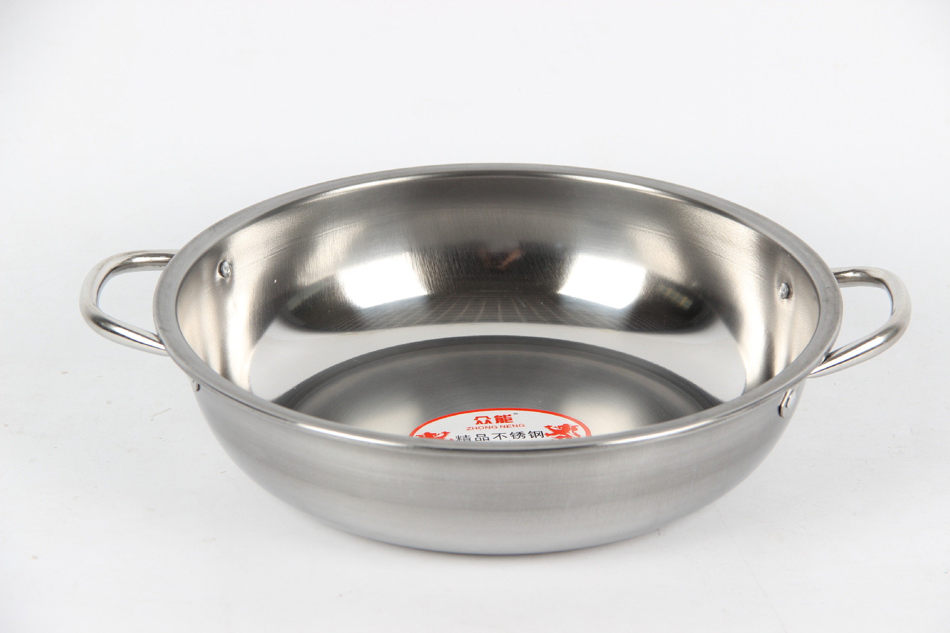 32众能双耳特厚反边不锈钢清汤锅火锅盆 临沂义乌十元地摊货批发