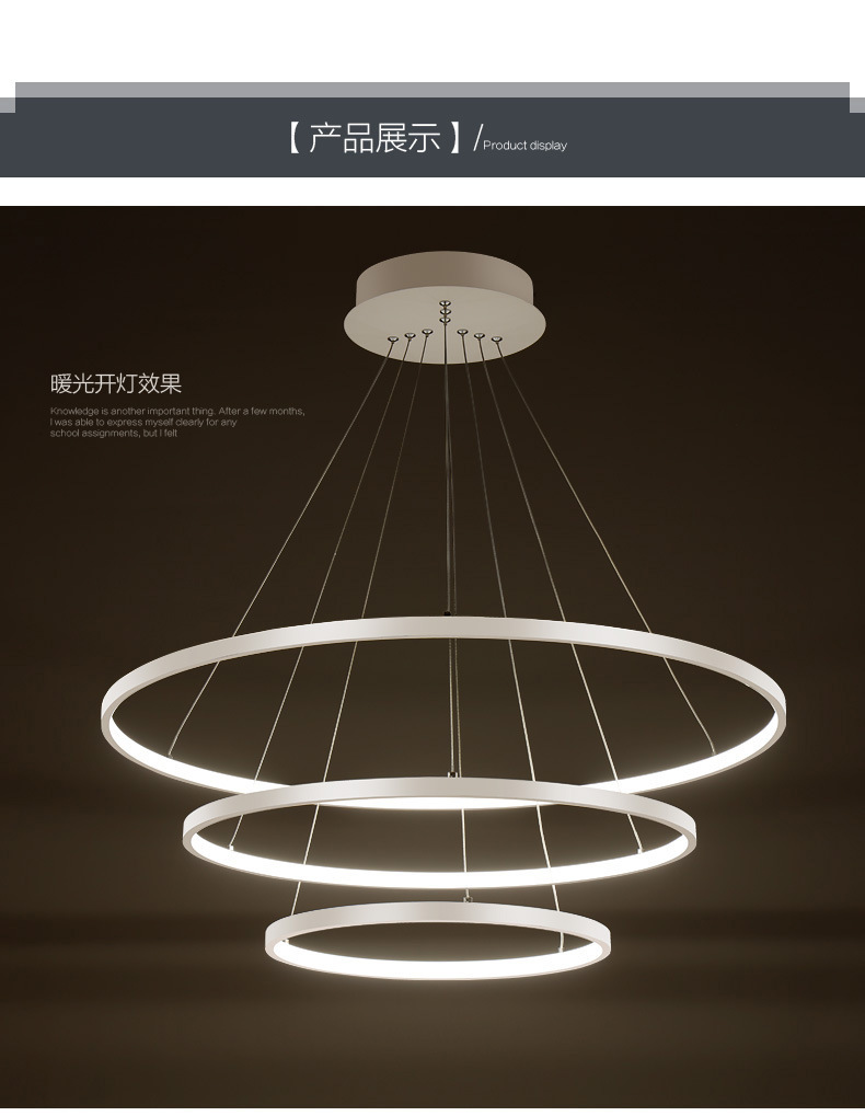 led吊灯 后现代北欧客厅灯简约餐厅灯具个性创意灯环形圆形卧室灯