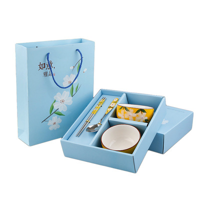 批发陶瓷碗筷餐具套装包装盒 日式手绘餐礼盒 陶瓷餐具礼品盒