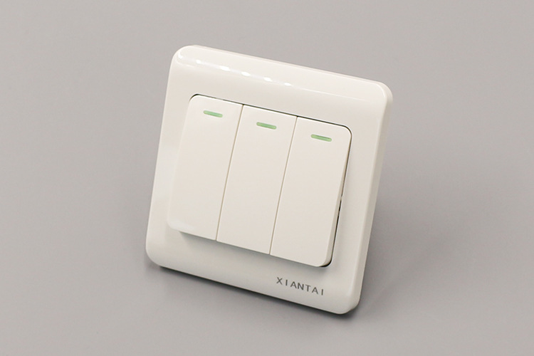 仙泰三联单控开关 暗装三位开关 供应86型墙壁开关面板