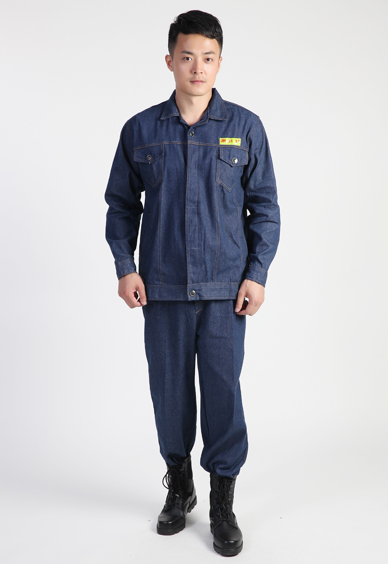 厂家直销 安全生产纯棉牛仔服套装 春季新品劳保工作服批发