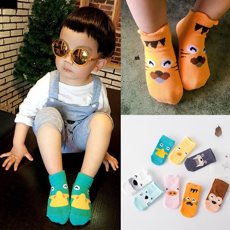 [animal party three-dimensional boat socks] south korea new cartoon children‘s polyester cotton baby and infant no-skid floor socks