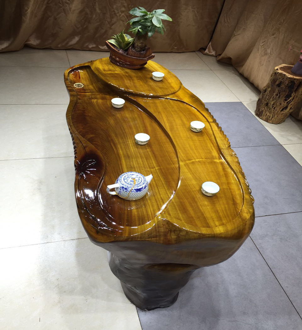 实木雕刻整体功夫茶海茶台 楠木荷花鱼根雕茶几中式客厅家具批.