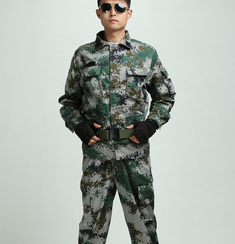 丛林迷彩服套装士兵林地数码迷彩夏作训服 户外军迷彩服套装男