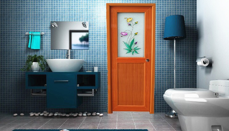 廉价优质 pvc卫生间门 塑料套门 厕所门 椭圆玻璃塑料门