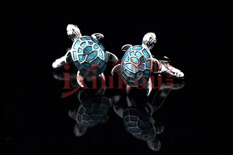 ixiukou爱袖扣银蓝色乌龟造型动物法式衬衫袖钉cufflinks/800952