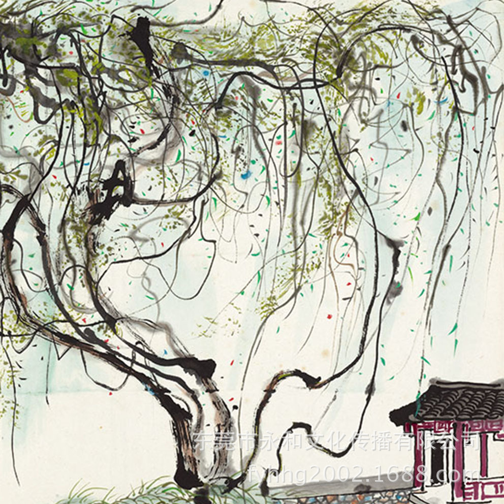 【中外经典名画-高端装饰文教礼品】吴冠中 紫藤46x68cm