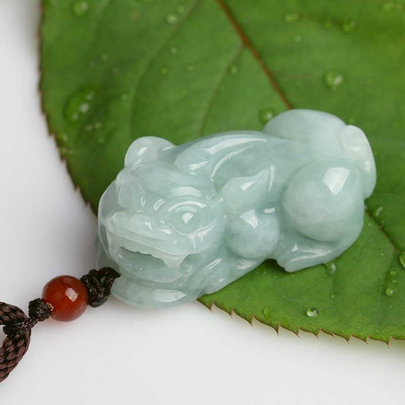 天然翡翠玉貔貅吊坠a货冰糯种12皮丘玉坠男女款批发