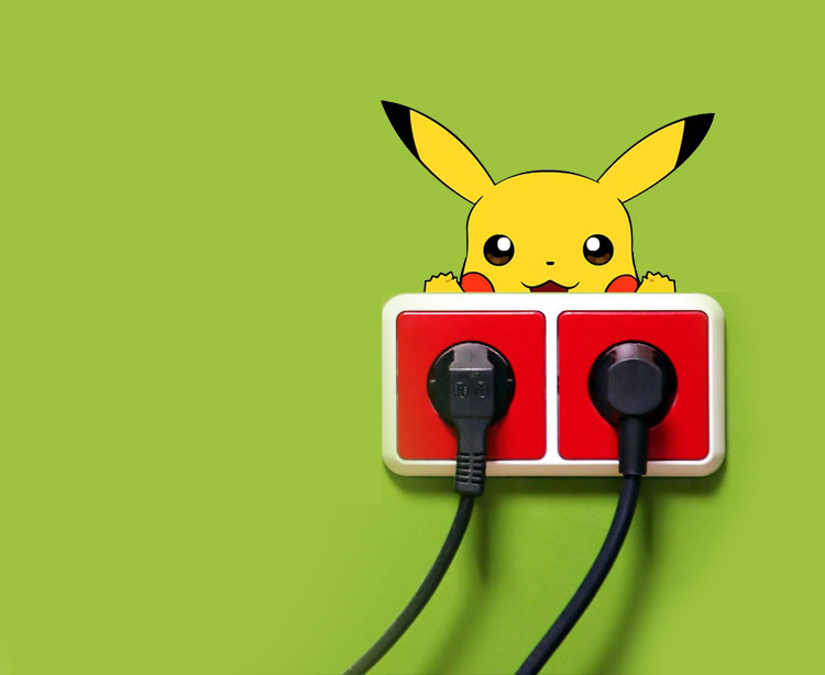 亚马逊外贸卡通车贴 口袋妖怪 宠物小精灵皮卡丘车窗偷窥车贴