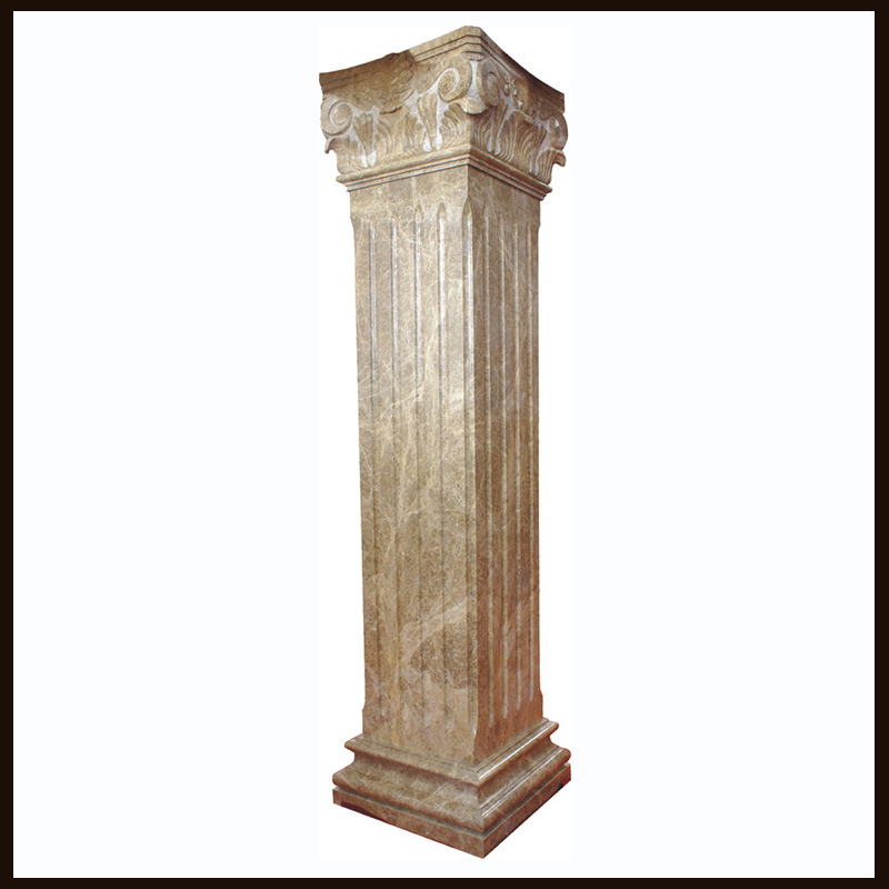 广东厂家定做 浅啡罗马方柱 欧式雕花石柱 客厅石材装饰柱