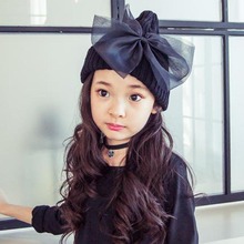 韩国新品帽儿童公主秋冬套头帽大蝴蝶结弹力螺纹针织帽厂家批发