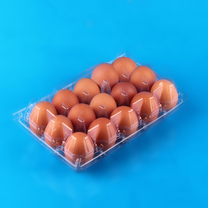 鸡蛋包装盒15枚透明土鸡蛋盒子 一次性塑料蛋托 中号透明禽蛋托盘