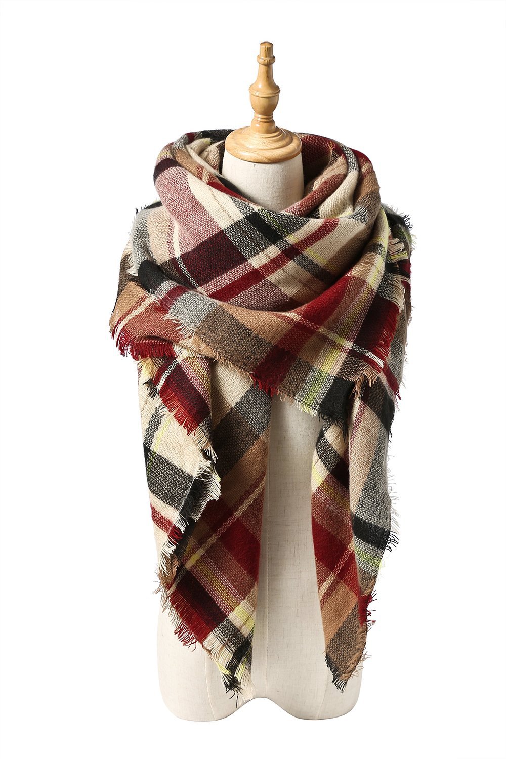 欧美大牌酒红格子大方巾 女士格子彩色格纹软围巾大方巾披肩批发