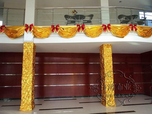 金布银布料包树包柱子金色布舞台背景喜庆布