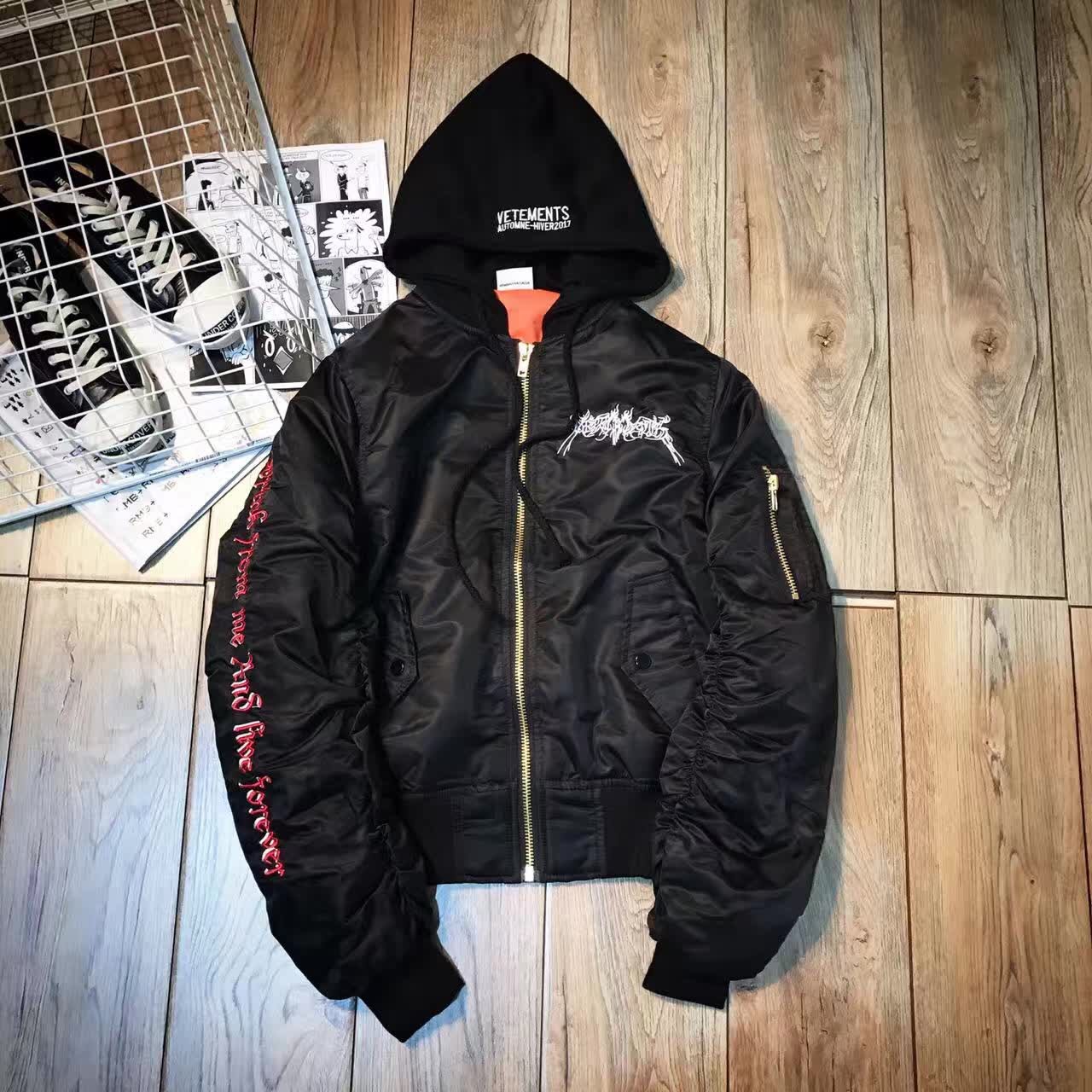 秋冬潮牌吴亦凡同款棉衣男女vetements字母刺绣夹克oversize外套