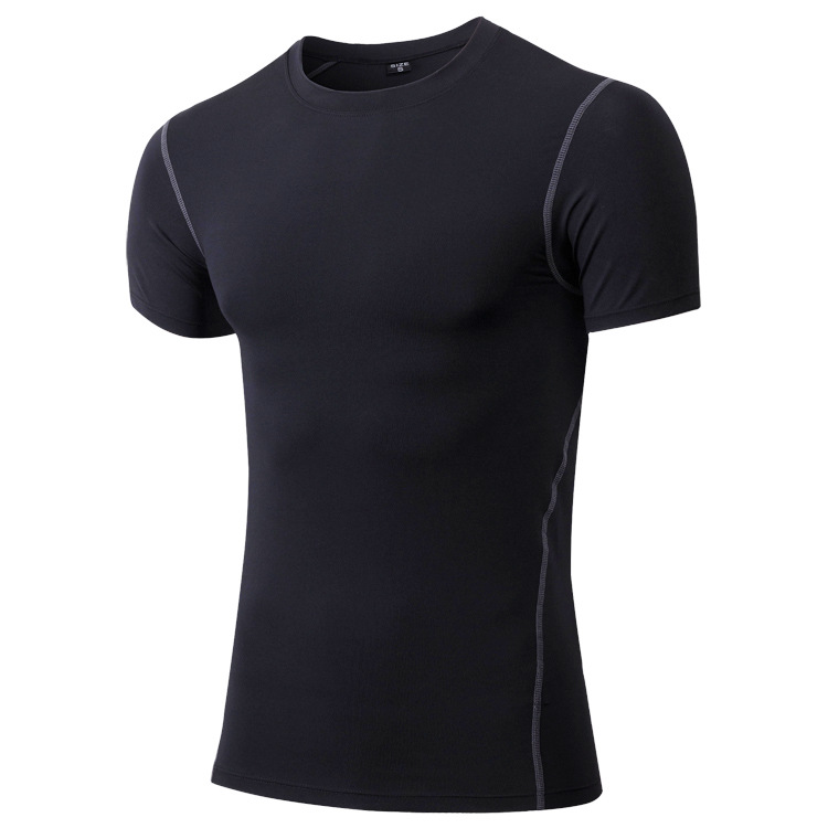 Men's Tight Training Workout Clothes Running Short Sleeve Sportswear Amazon Stretch Quick Drying Clothes T-shirt 1003