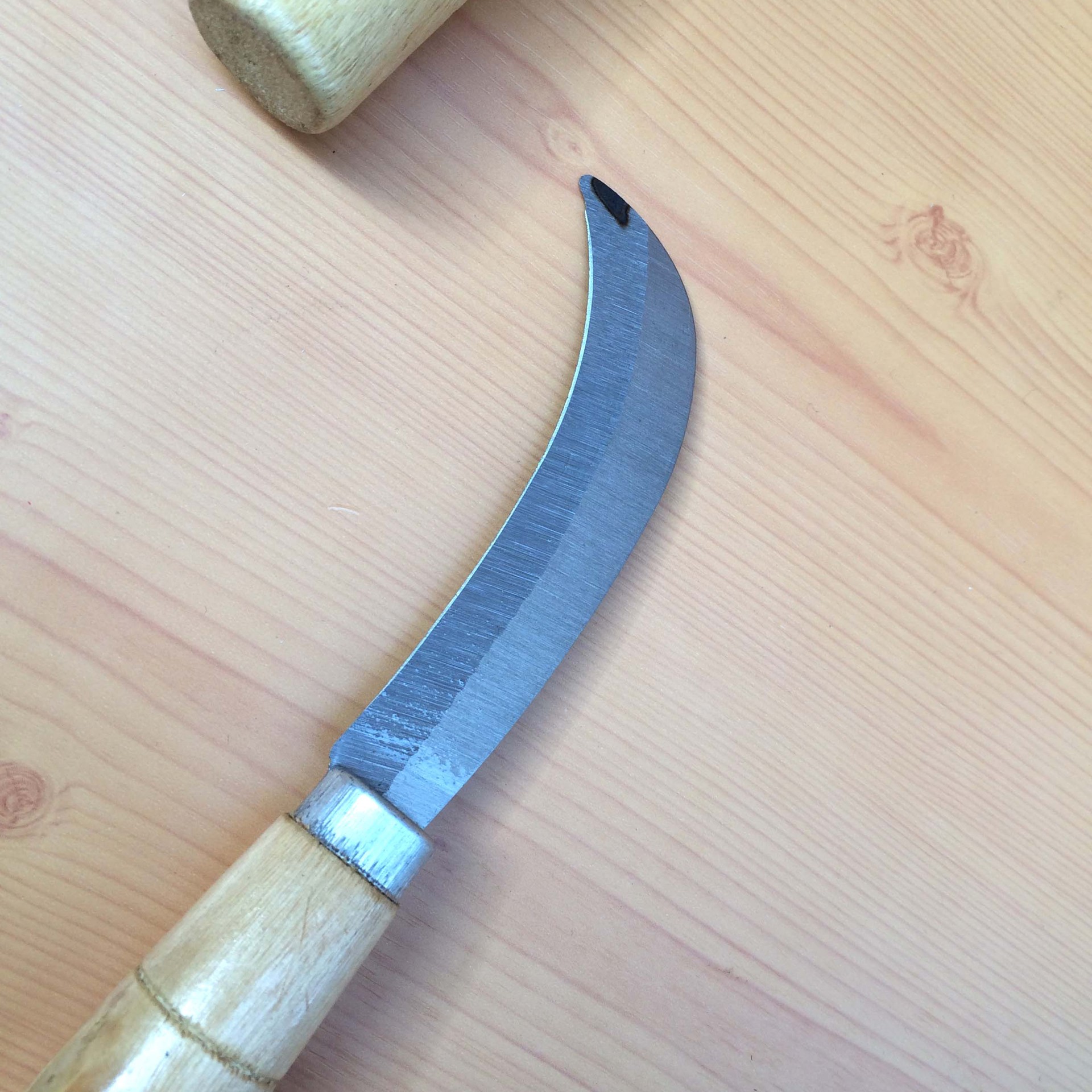 二元百货 弯月菠萝刀 弯刀环割刀木柄削菠萝用具 水果批发赠品